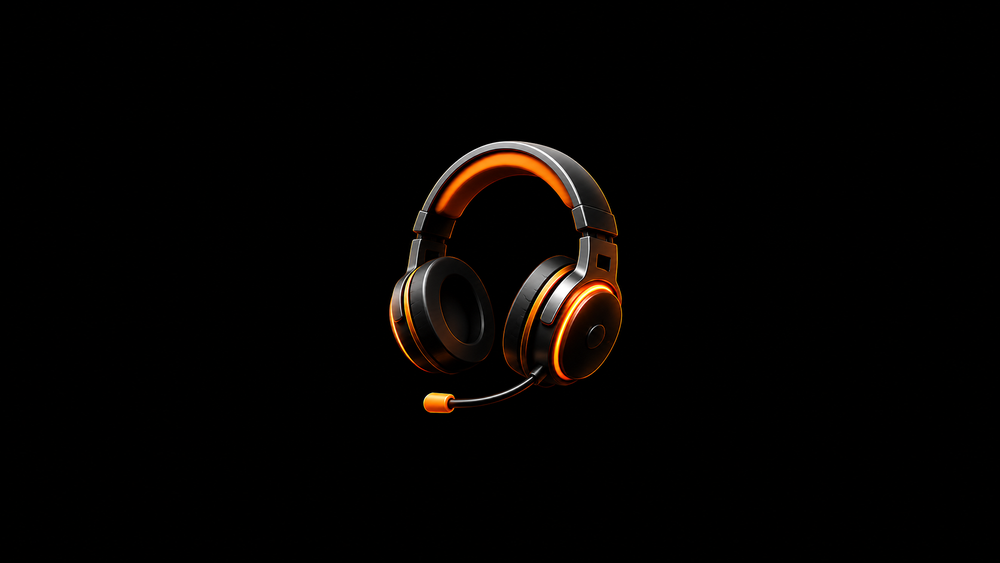 Gaming headset icon with a boom microphone, symbolizing customer support