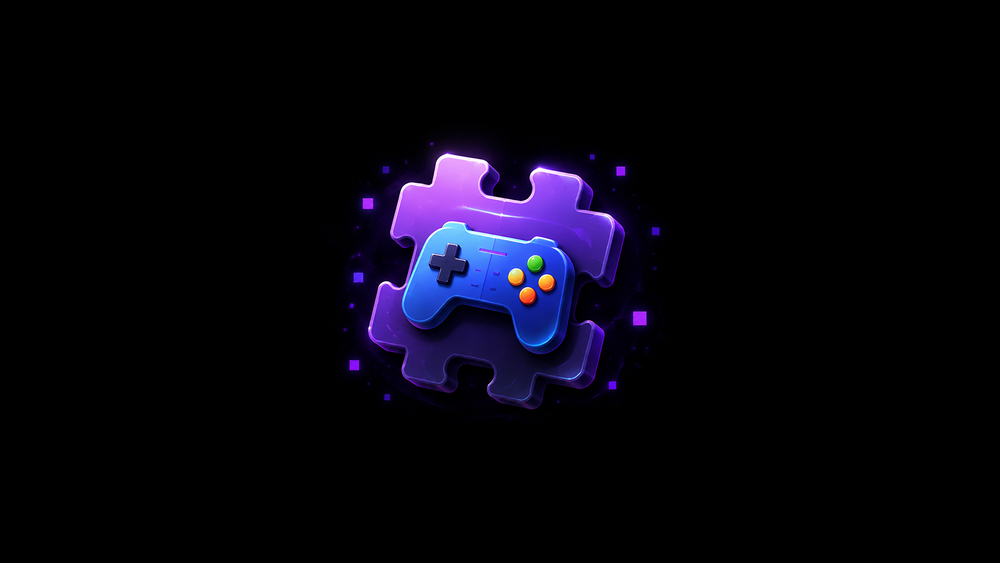 Game controller icon set inside a puzzle piece, symbolizing hardware compatibility